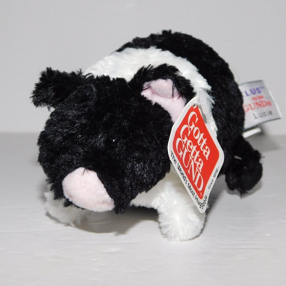 Gund Telus Lucie Pot Belly Pig  5" Plush Black white Spokescritter New w Tag